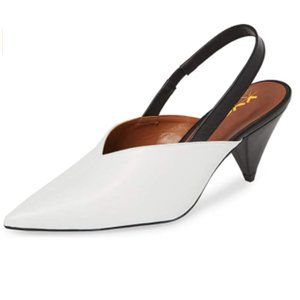 XYD White Cone Mid Slingback Pump